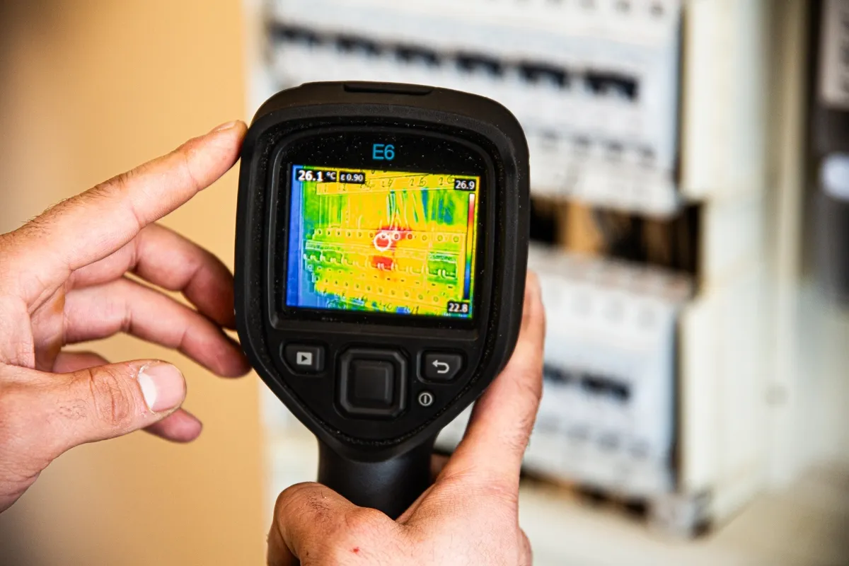 Termografikamera rettet mot et sikringsskap